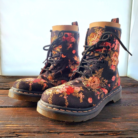 Doc Martens Floral Boots - Picture 1 of 5